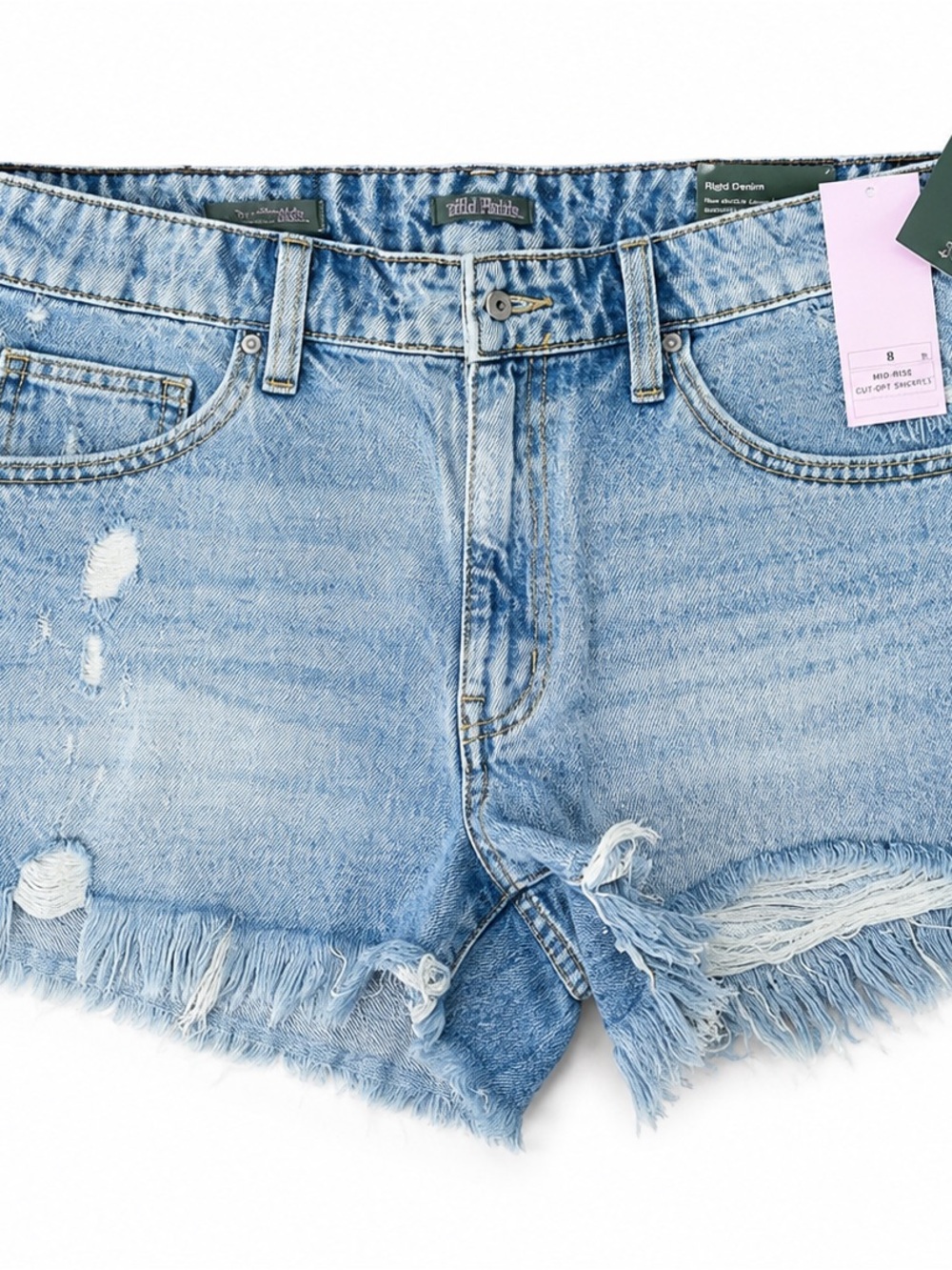 NWT Wild Fable Mid Rise Distressed Cutoff Denim Shorts Size 8 Rigid Jean